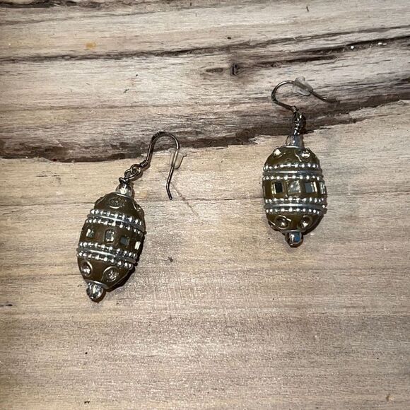 Mirrored Dangling Earrings Womens Bohemian  Beaded Ball 2” Drop Silver Gold Tone - Picture 6 of 6
